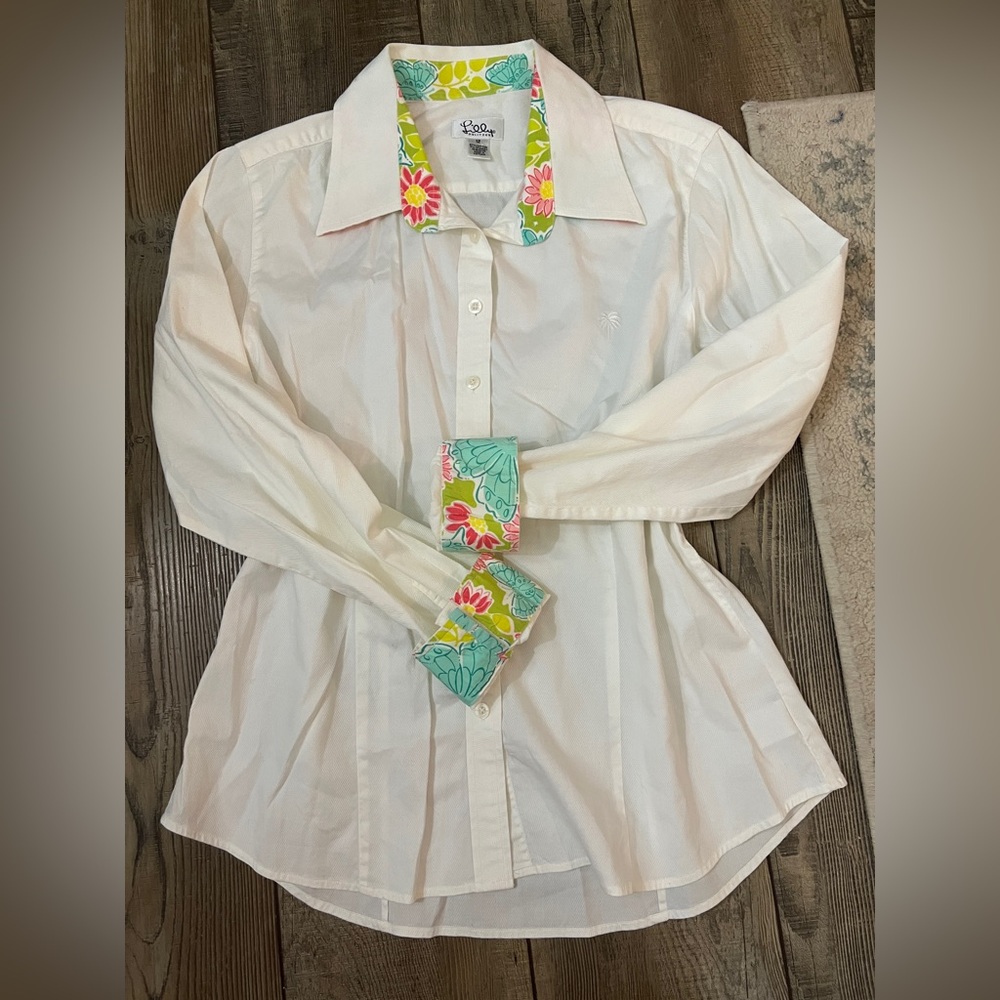 Lilly Pulitzer - Vintage White Tag - Button Up Blouse - Womens 12